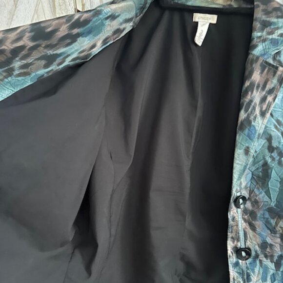 SOLD CHICO’S Women’s Crinkle Crush Blazer Jacket Teal - Picture 3 of 8